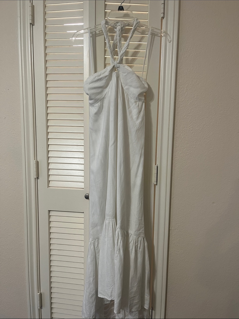 aerie White Braided Halter Maxi Dress